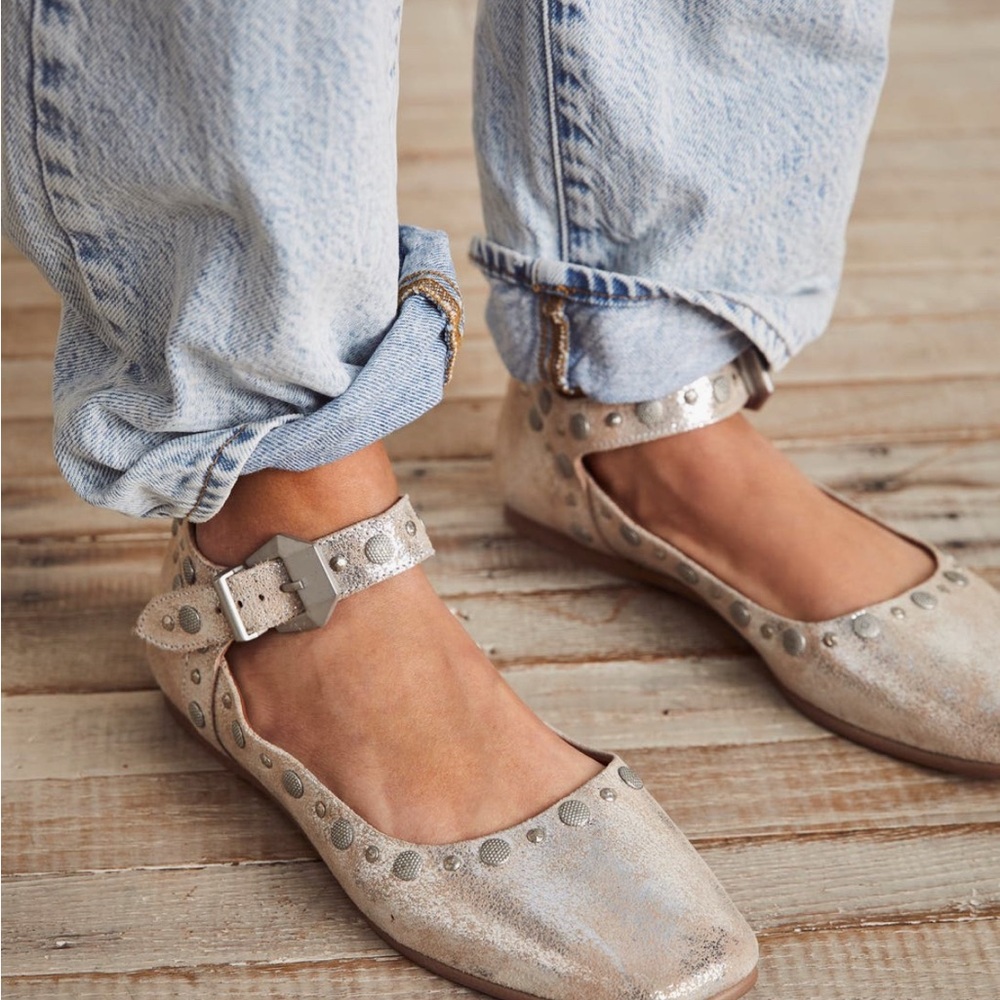 Free People Metallic Studded Leather Mystic Ballet Flats - Picture 6 of 7